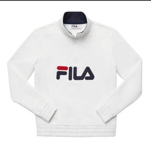 Fila Women's 1/4 Zip Pullover Sweatshirt Size XL White Blue Red EUC